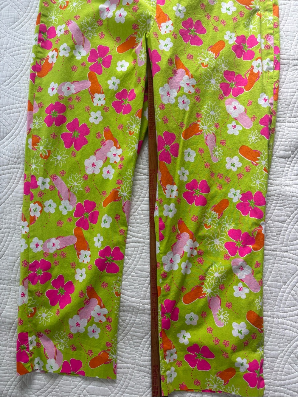 Oilily Girls Bright Lime Green Floral Pants XL - Picture 3 of 8